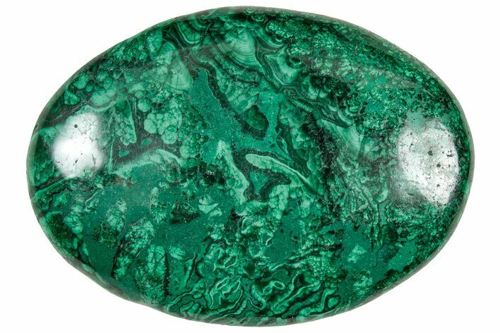 Polished Banded Malachite Palm Stone - DR Congo #321200